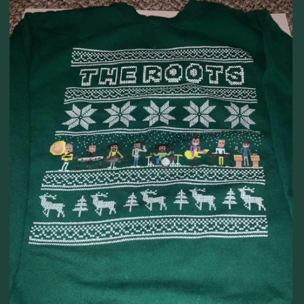 THE ROOTS UGLY CHRISTMAS SWEATSHIRT Green XL